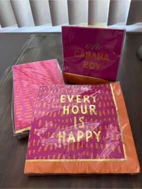 Ashland 3 Pink & Orange Party Napkins Dinner, Lunch, Beverage $22 Value